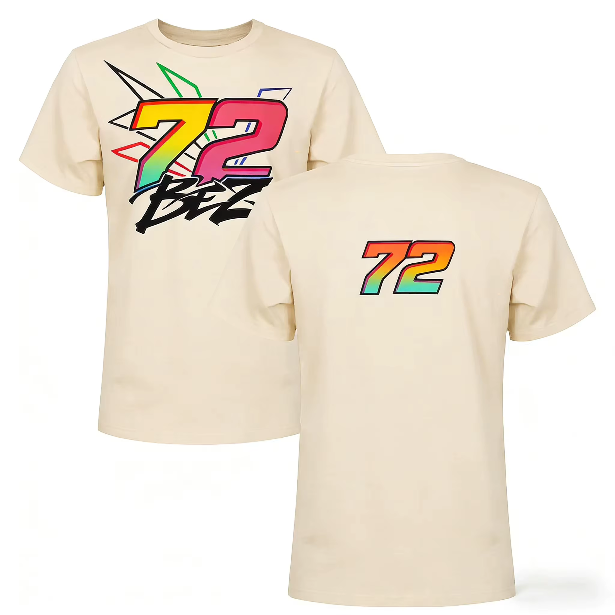 T-shirt Oversize Homme Motogp 72 Bez Vr46 Graphique Manches Courtes Col Rond Streetwear pour Fans de