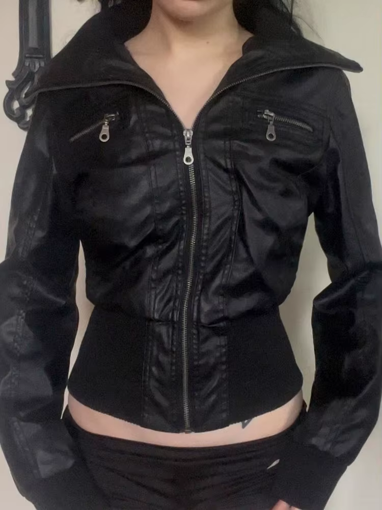 AltGoth américain Vintage veste en cuir Pu femmes Streetwear Harajuku Grunge Emo Alternative Grunge 