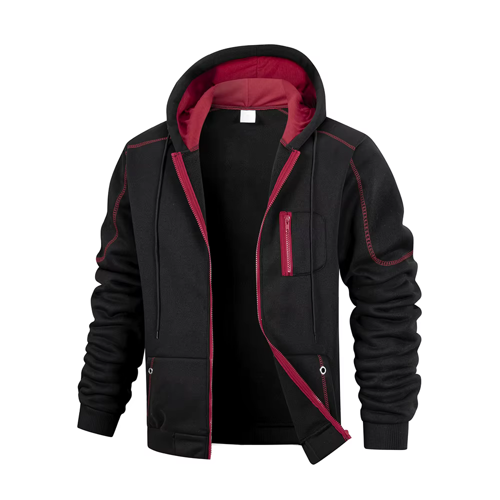 Sweat-shirt de sport décontracté pour hommes, manteau à capuche avec fermeture éclair, cardigan de d