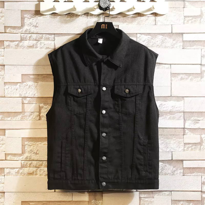 Nouveau Denim gilet hommes sans manches Denim veste gilet décontracté hommes couleur unie Jean mante