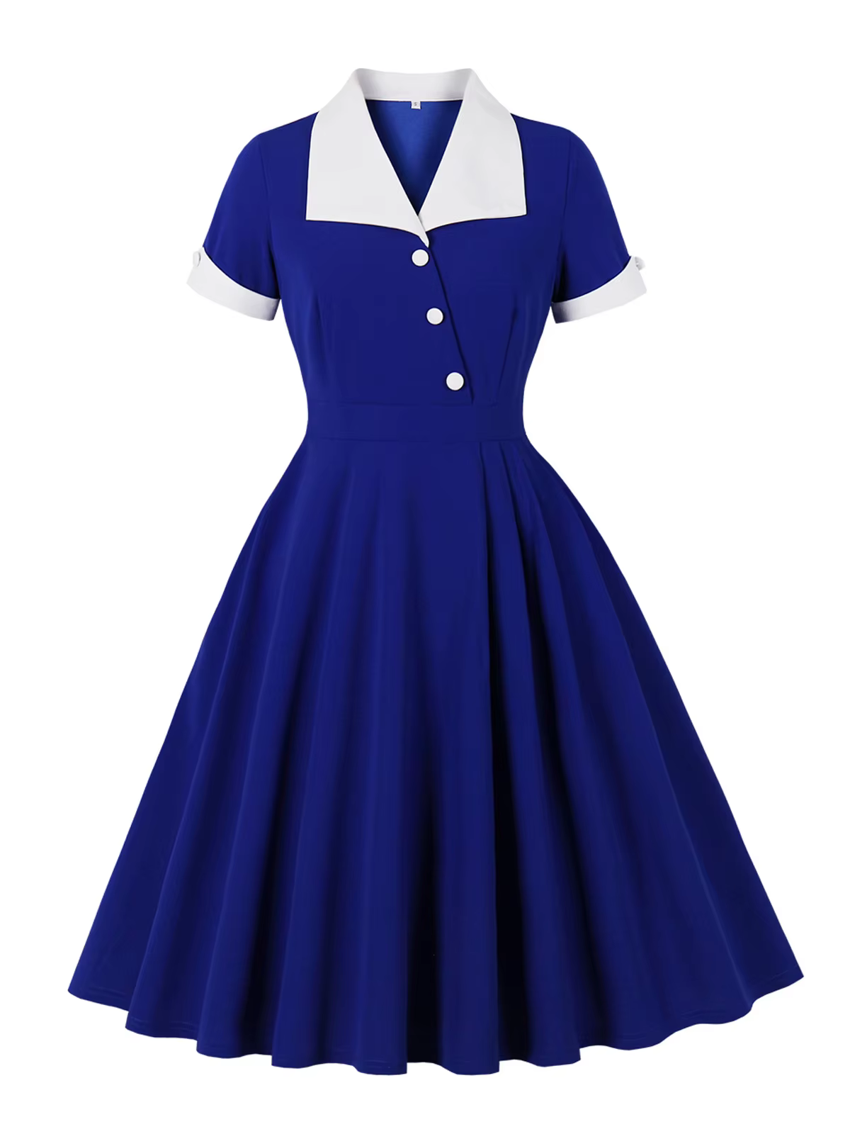Tonval col contrasté boutons inclinés devant été printemps vêtements Vintage pour femmes élégantes o