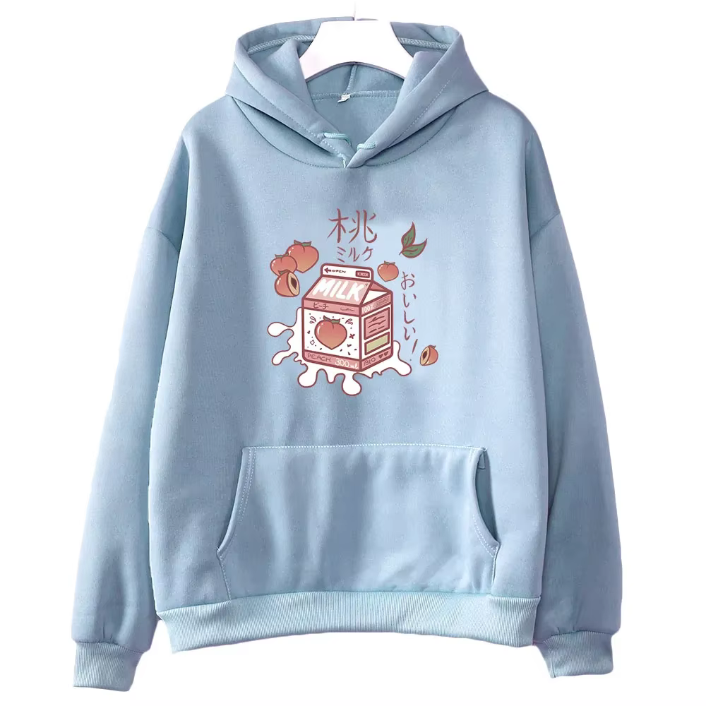 Sweats à capuche quatre saisons pour femmes, jus de pêche japonais, sweat-shirt, manches longues, ch