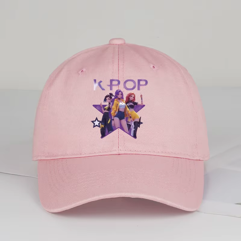 Casquette de baseball souple à visière imprimée étoiles de groupe de filles K-POP - Casquette décont