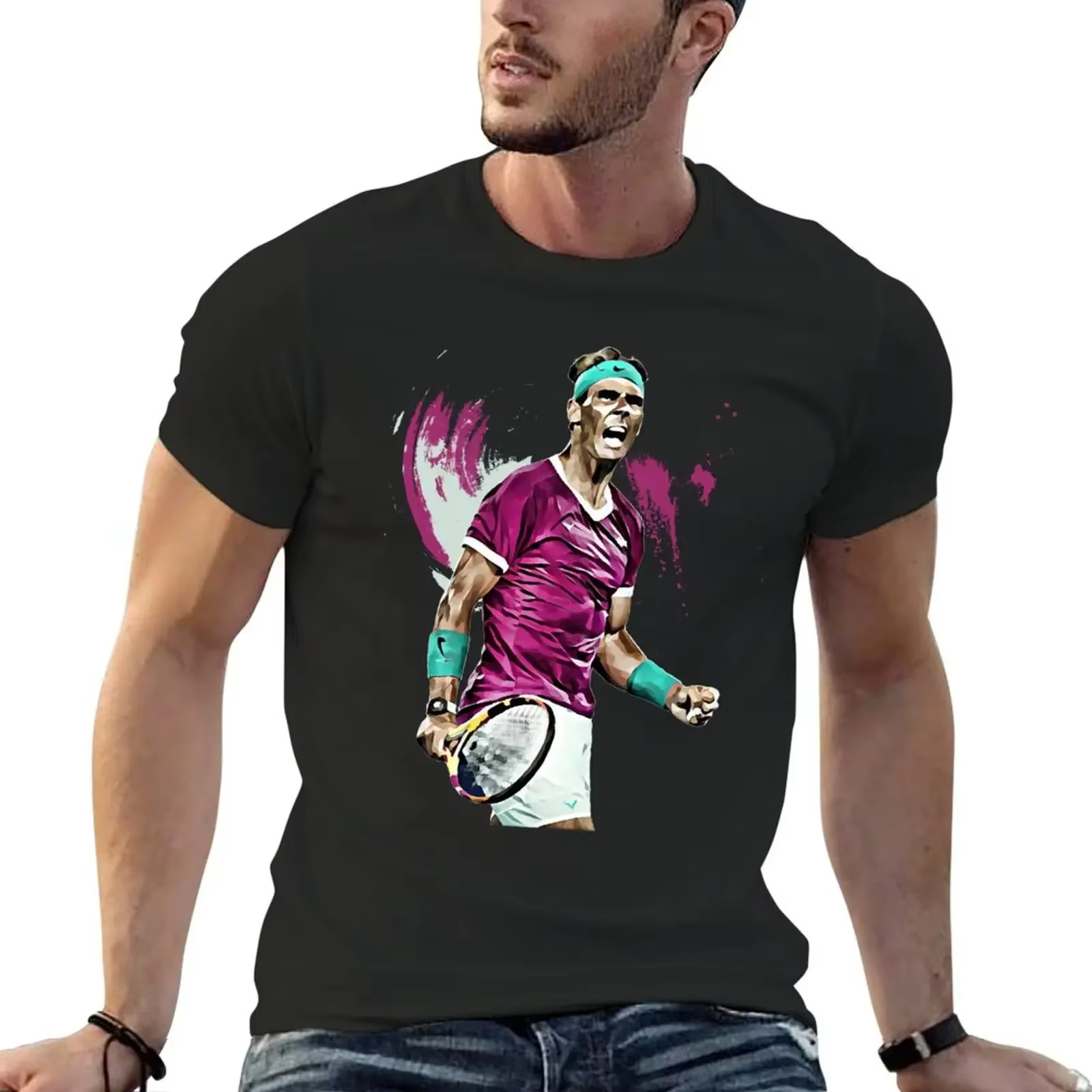 Tenues à col rond pour hommes, le roi du Grand Chelem, le joueur de tennis Nadal, le champion, cadea
