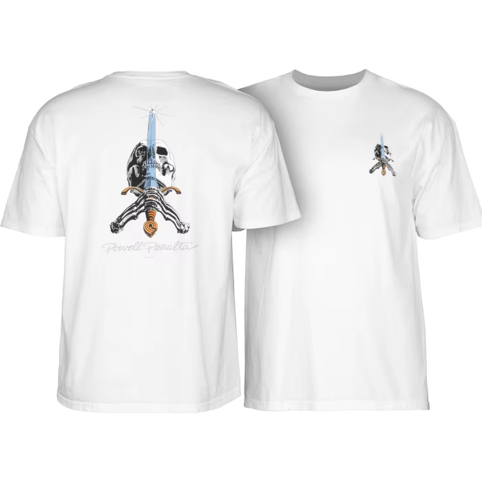 T-shirt Skull & Sword, style skate, adapté aux sorties quotidiennes, style unisexe de luxe haut de g