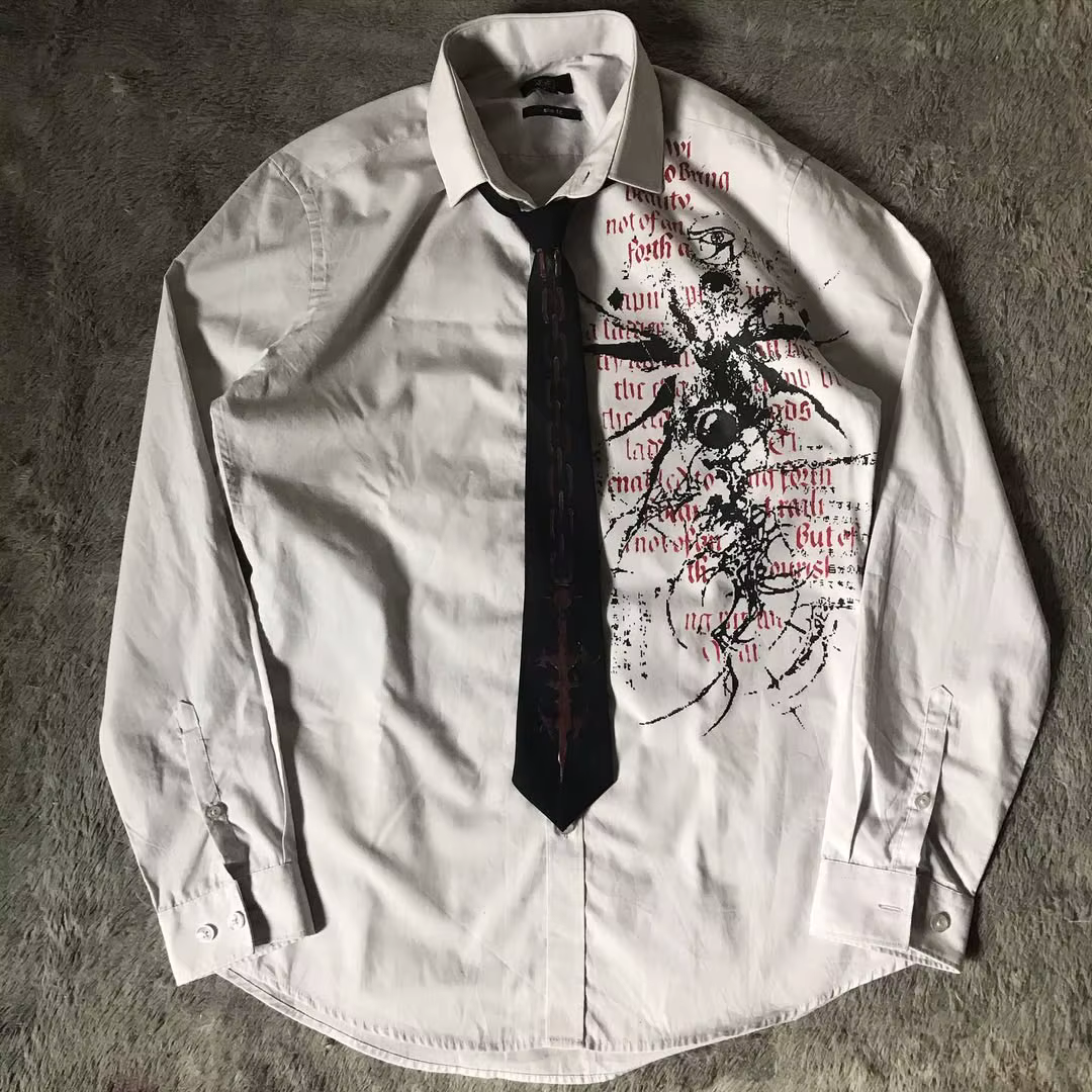 Y2K Style gothique manches longues chemise Affliction Harajuku rétro col en v chemise hommes crâne é