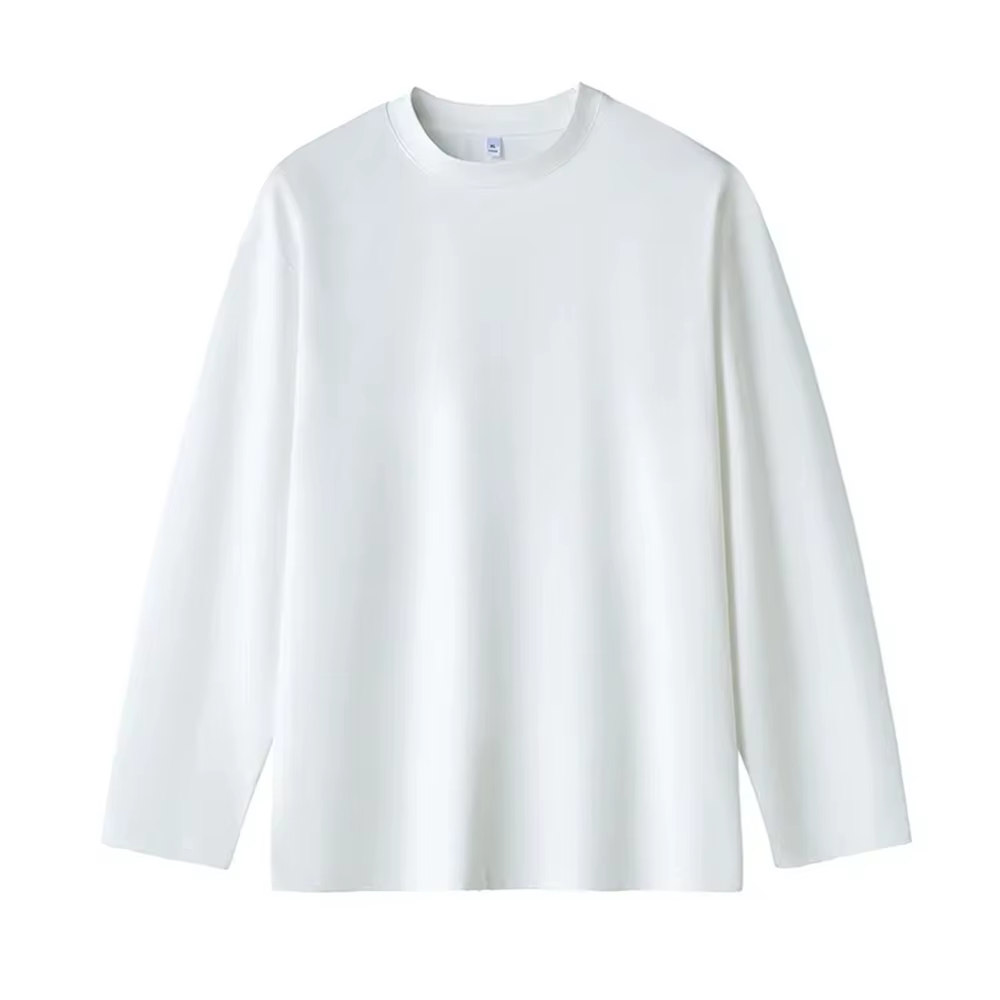 T-shirt à manches longues pour hommes, en coton, couleur unie, confortable, Streetwear, Baggy, tenda