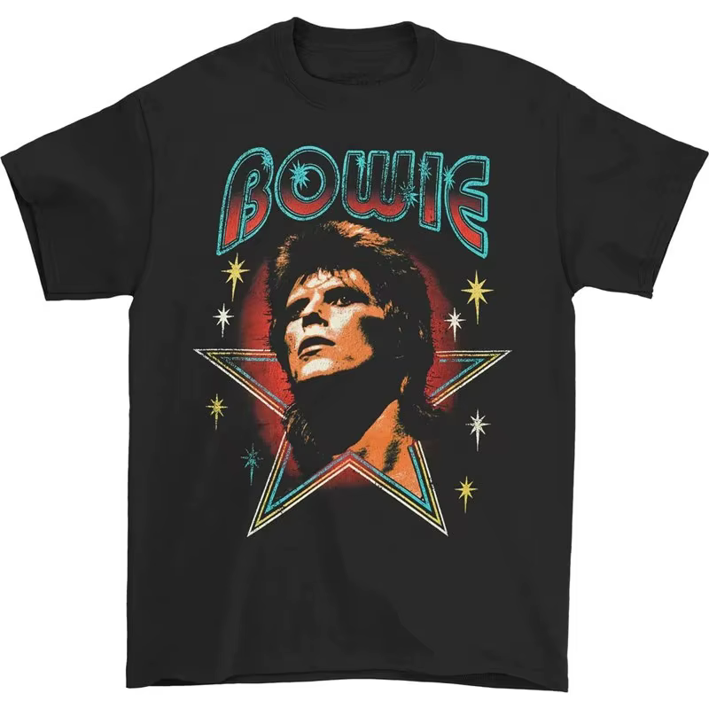 T-shirt imprimé David Bowie pour hommes et femmes, surdimensionné, style streetwear Y2K, vintage, dé