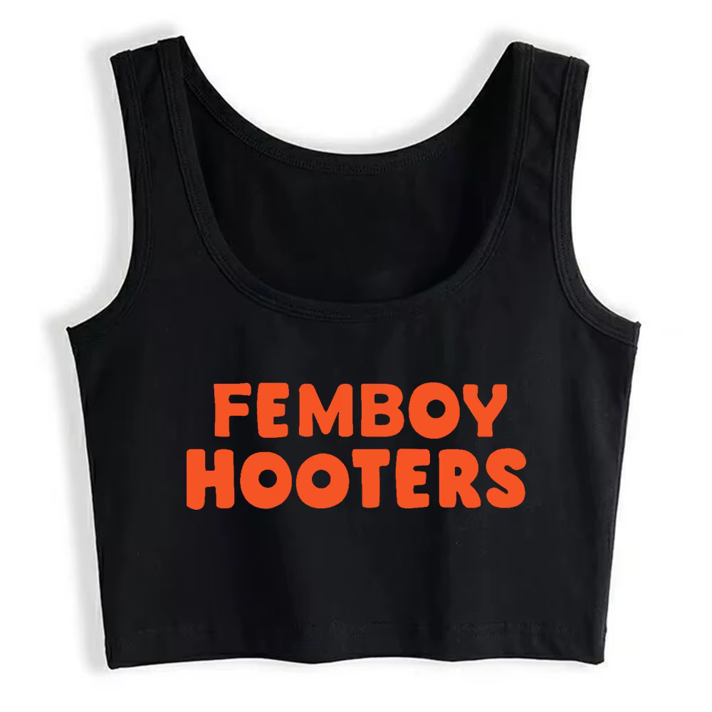 Femboy-Haut court en coton avec texte imprimé pour femme, caraco de fitness, style High Street, sexy
