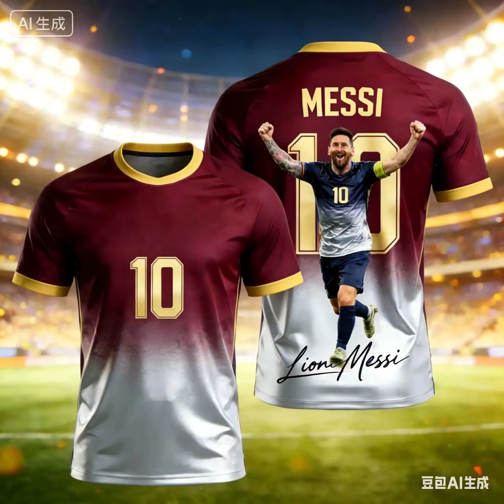 T-shirt de sport de football pour hommes - Messi imprimé en 3D, respirant, Dri-fit, pour club, entra