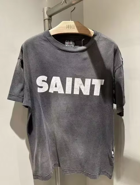 T-shirt imprimé avec personnage de dessin animé SAINT MICHAEL pour hommes et femmes, T-shirt lavé de