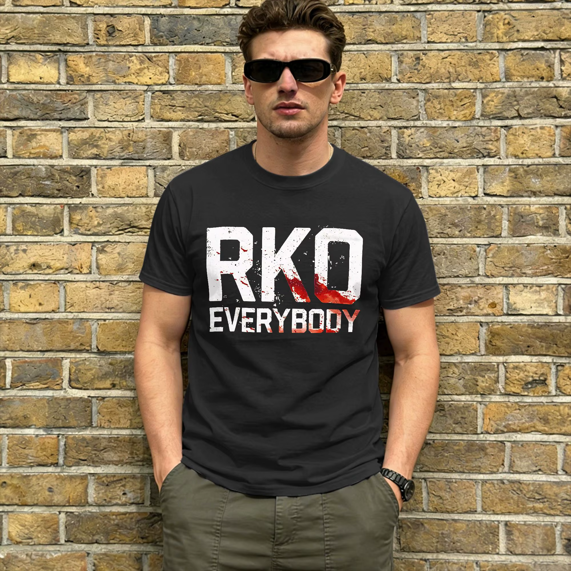 RKO Everybody T-Shirt d'été en coton pour homme, Design Hip Hop, T-Shirt à manches courtes, vêtement