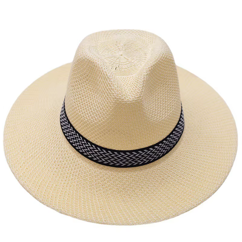 Chapeau de paille pour hommes et femmes, casquette Cowboy Jazz, chapeaux de soleil ChimBeach, Fedora