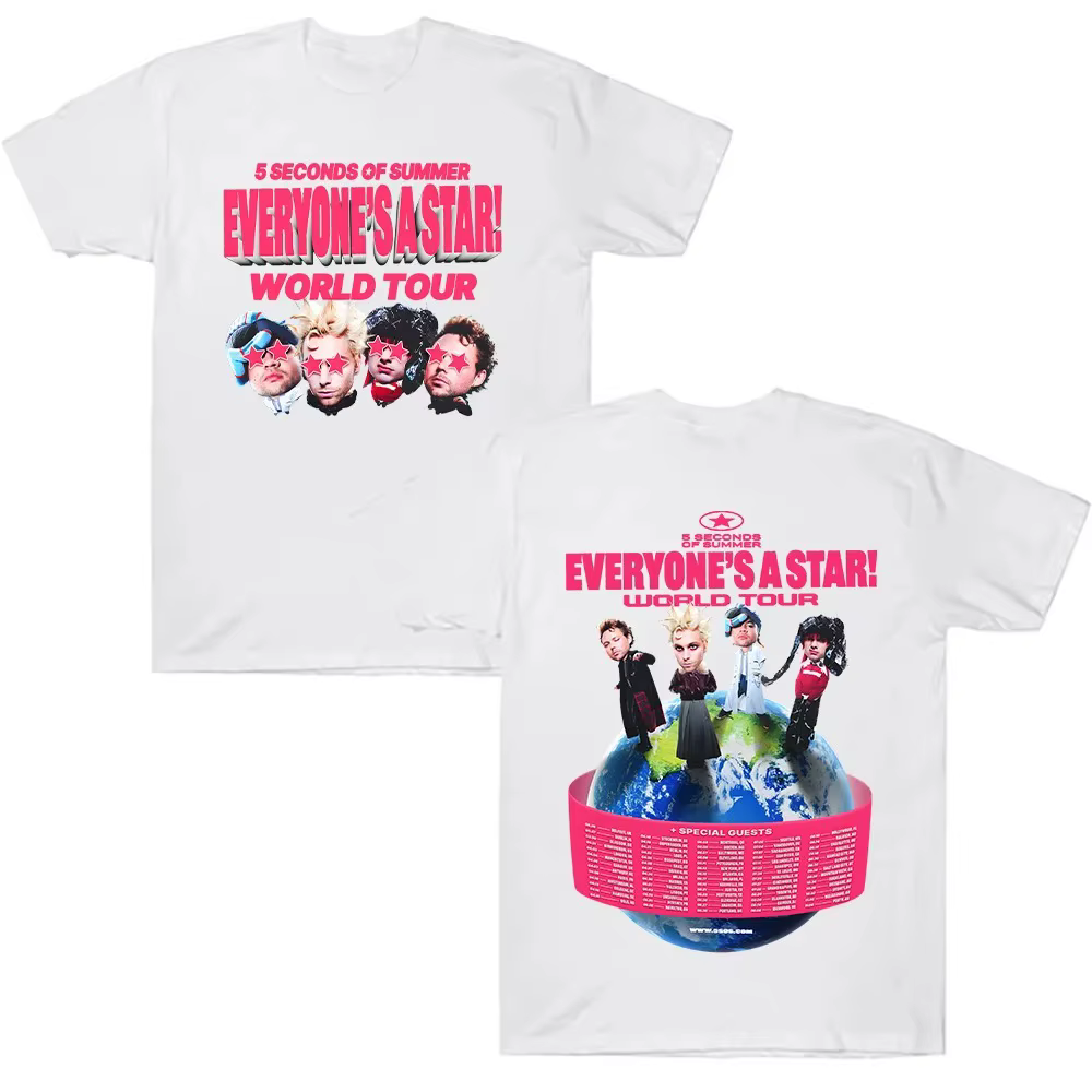 Les secondes d'été EVERYONE est une étoile! T-shirts 5SOS World Tour 2026 t-shirts été Fan surdimens
