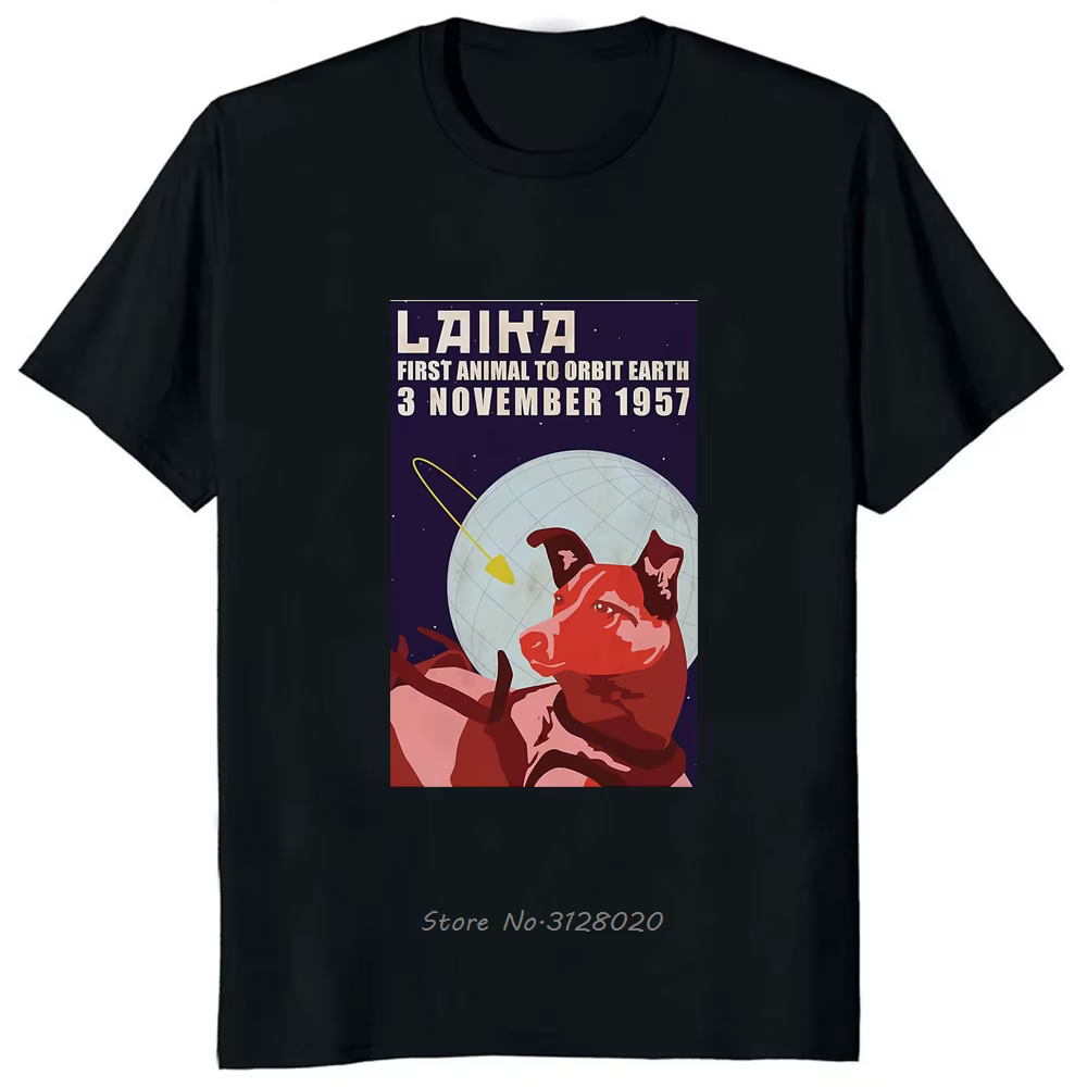 Laika URSS drôle dessin animé chien T-shirt Hip Hop Harajuku Style imprimé hommes vêtements t-shirts