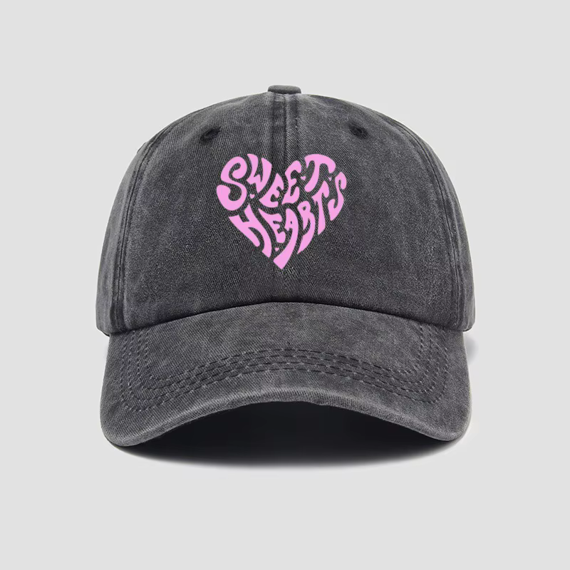 Casquette de baseball rose avec lettres imprimées en forme de cœur, polyvalente pour un usage quotid