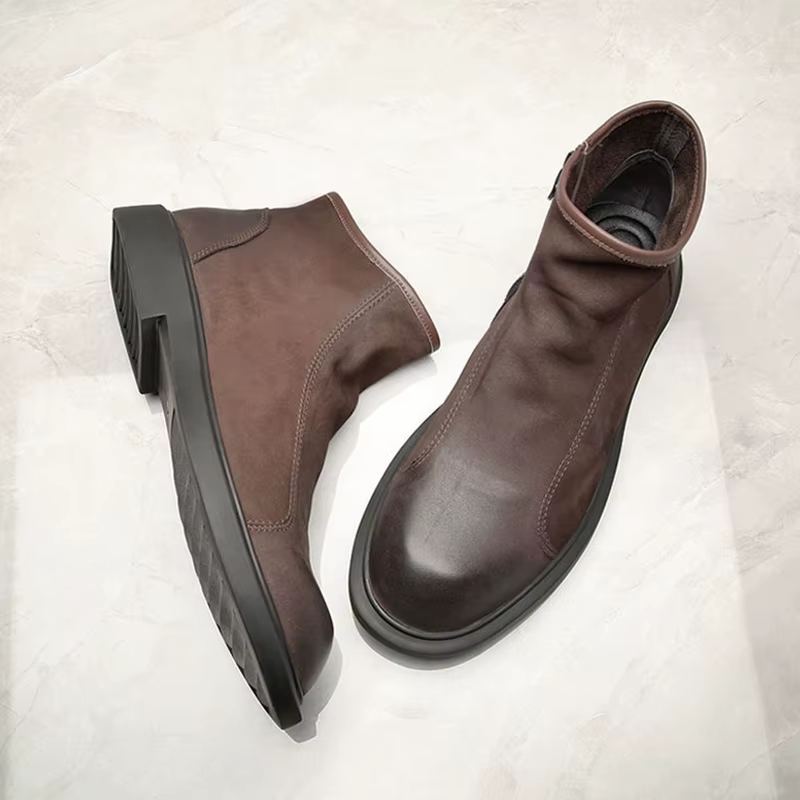 Printemps automne chaussures en cuir véritable hommes Chelsea bottes marque de mode hommes bottines 