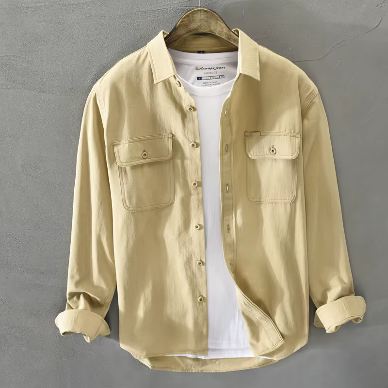 HIQOR nouveau dans hommes chemise Vintage homme manches solitaires Cargo chemises 100% coton décontr