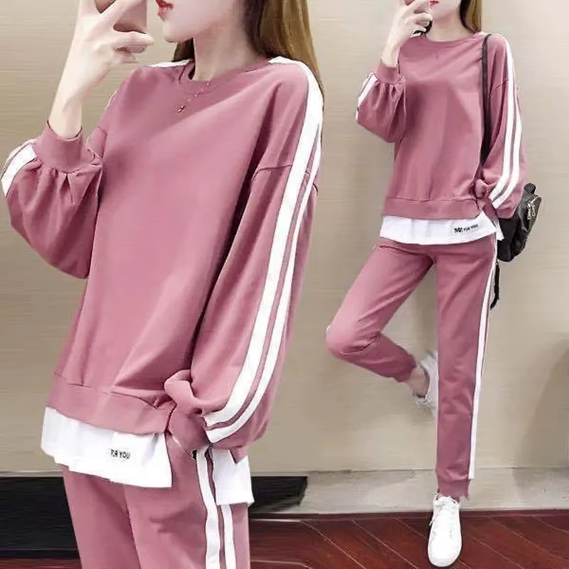 Ensemble de vêtements de sport pour femmes grandes tailles, sweat-shirt décontracté ample, ensemble 