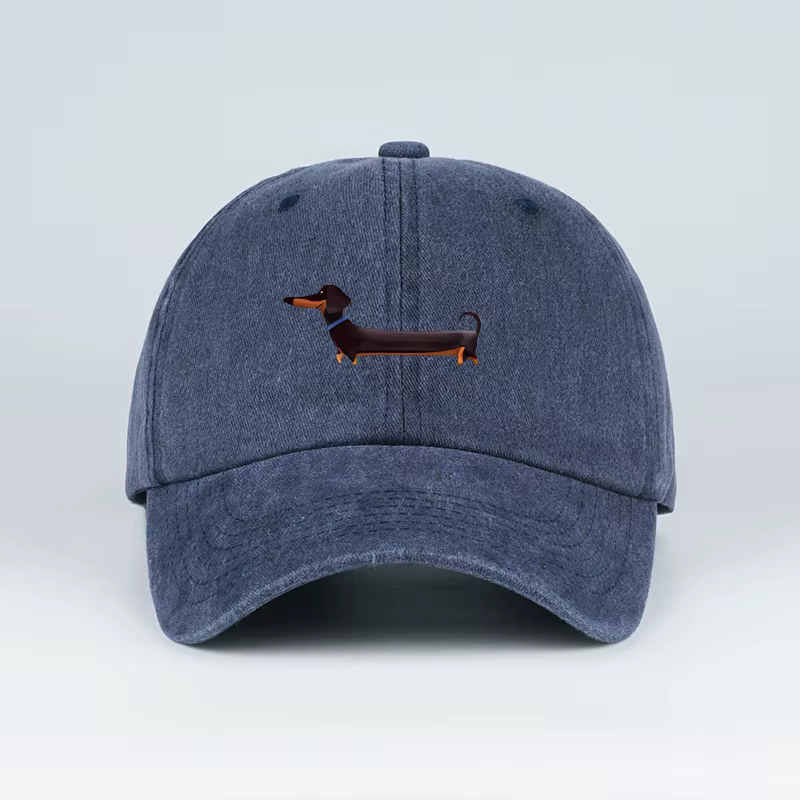 Casquette de baseball lavée à imprimé teckel, style rétro adorable sur le thème des chiens, idéale p