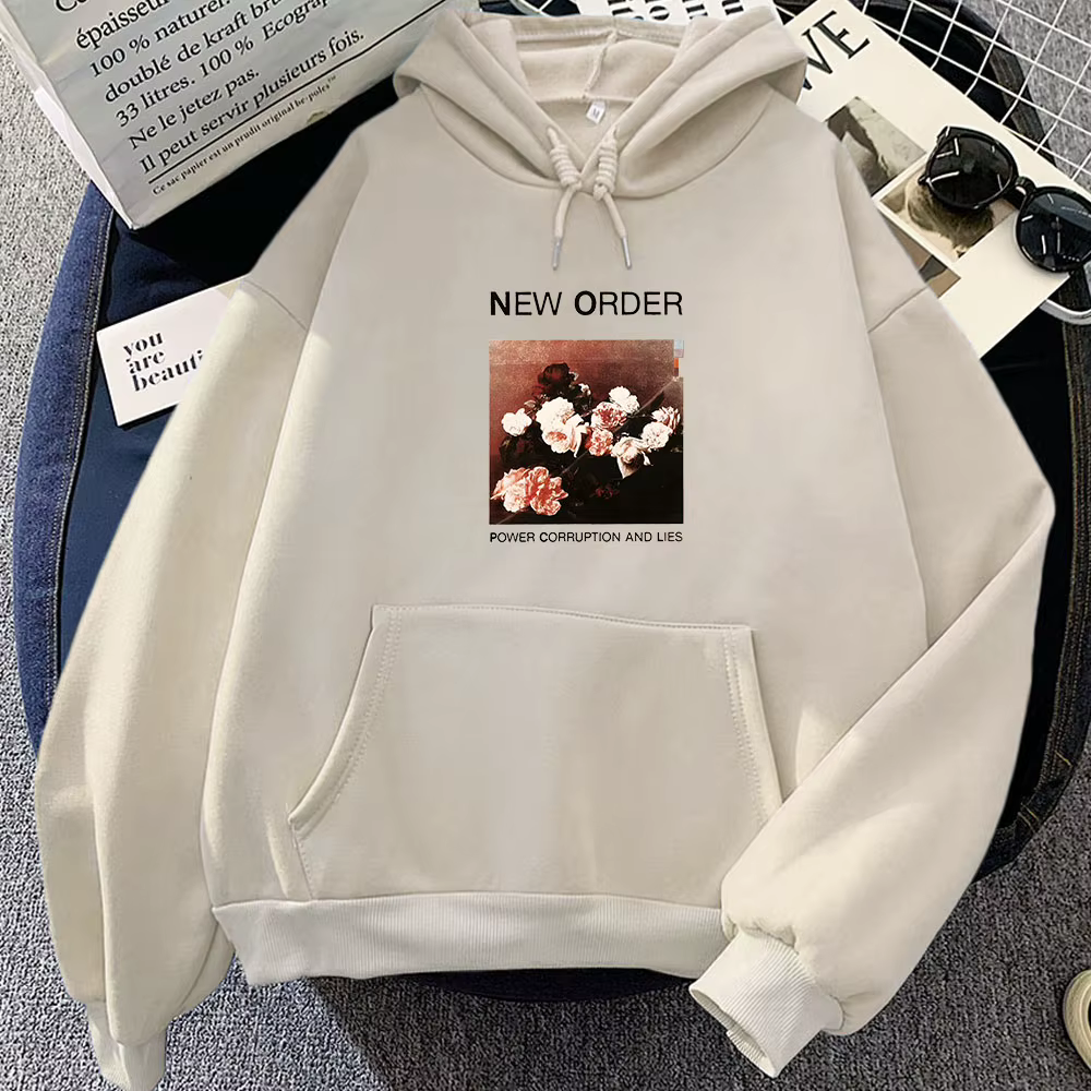 Neworder-Sweat à capuche imprimé graphique, Sweat à capuche décontracté, Vêtements rétro, Bande esth