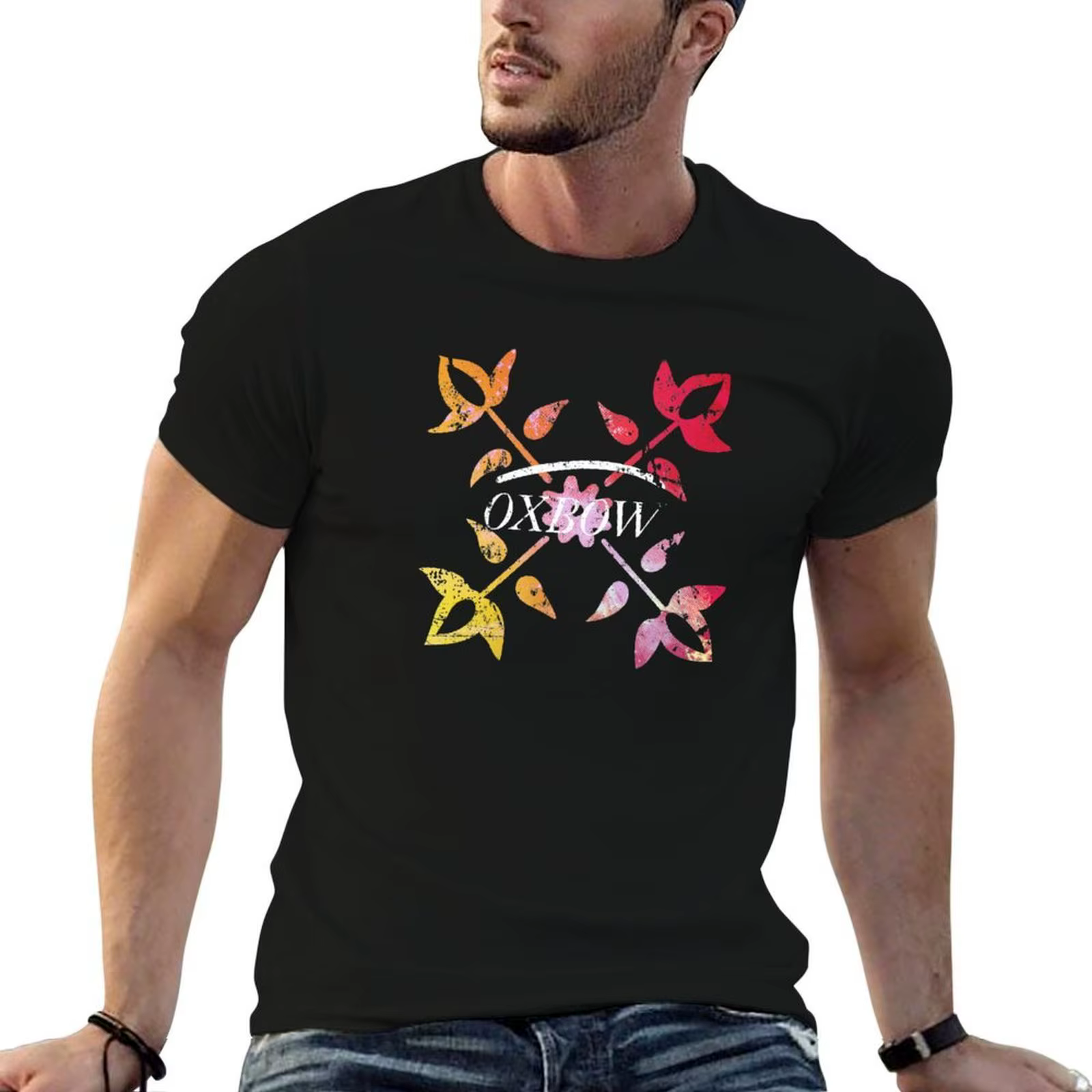 T-shirt Oxbow en coton noir uni pour homme, t-shirt personnalisé, t-shirt imprimé sur mesure