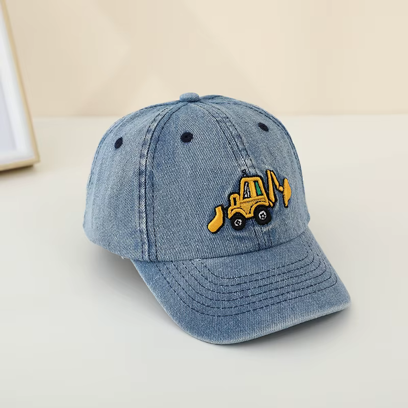 Casquette Bulldozer en Coton Lavé Brodé pour Bébé Garçon et Fille, Chapeau de Baseball pour Enfant d