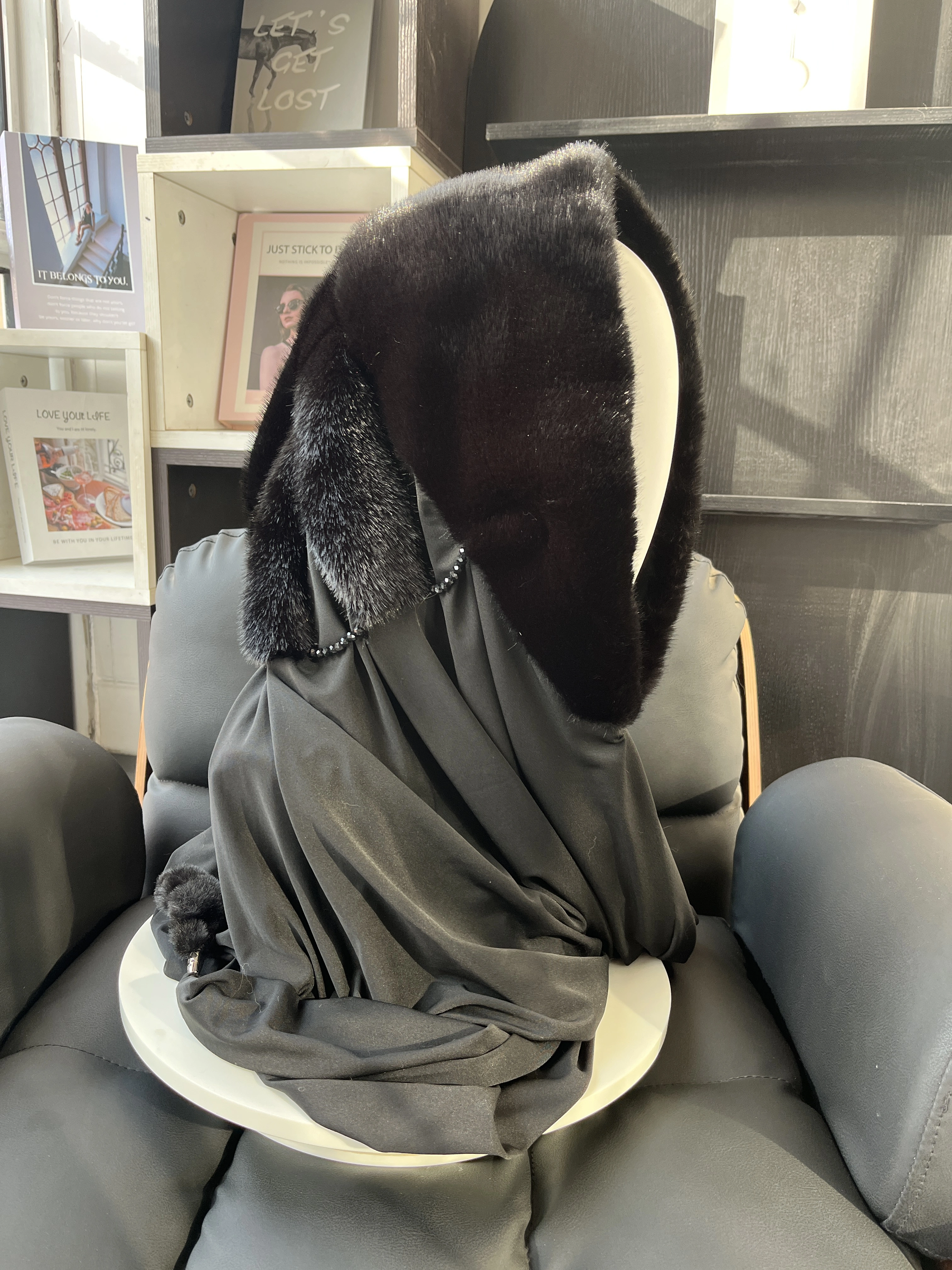 Faux vison fourrure capuche chapeau femmes hiver chaud luxe pleine peau fausse fourrure de vison éch