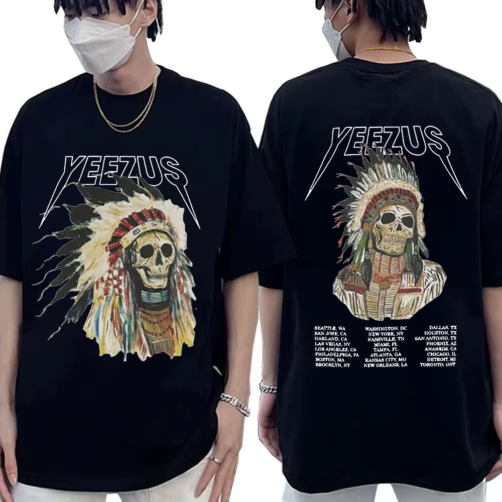 T-shirt double face Kanye West Yeezus God Wants You pour homme, streetwear, hip-hop, vintage, cool, 