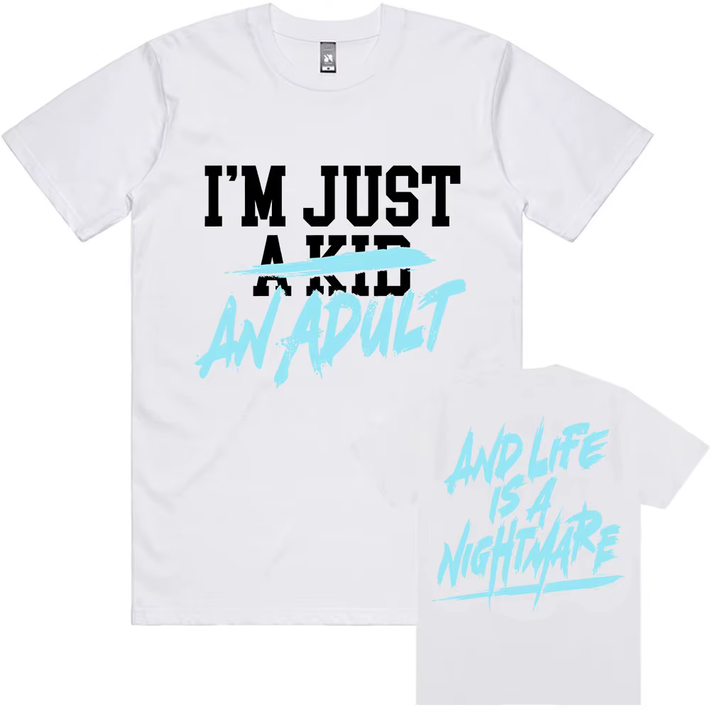 T-shirt I'm Just A Kid SIMPLE PLAN Design Graphic, t-shirts d'été à col rond et manches courtes en c