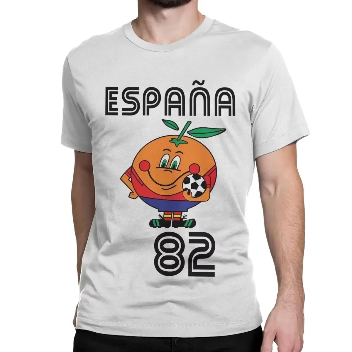 T-shirt cool pour hommes, col rond, haute qualité, mascotte d'Espagne 82, T-shirt de football 1982