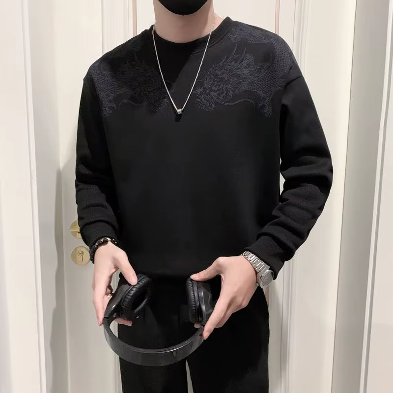 Sweat-shirt à manches longues pour hommes, haut tendance, chemise inférieure imprimée, printemps et 