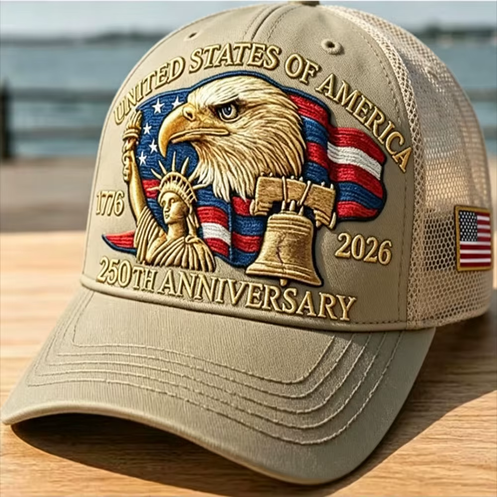 Casquette de baseball unisexe avec imprimé aigle du 250e anniversaire américain, casquette en maille