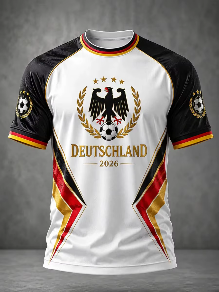 Nouveau maillot de football de l'équipe allemande pour hommes, col rond, vêtements de sport avec imp