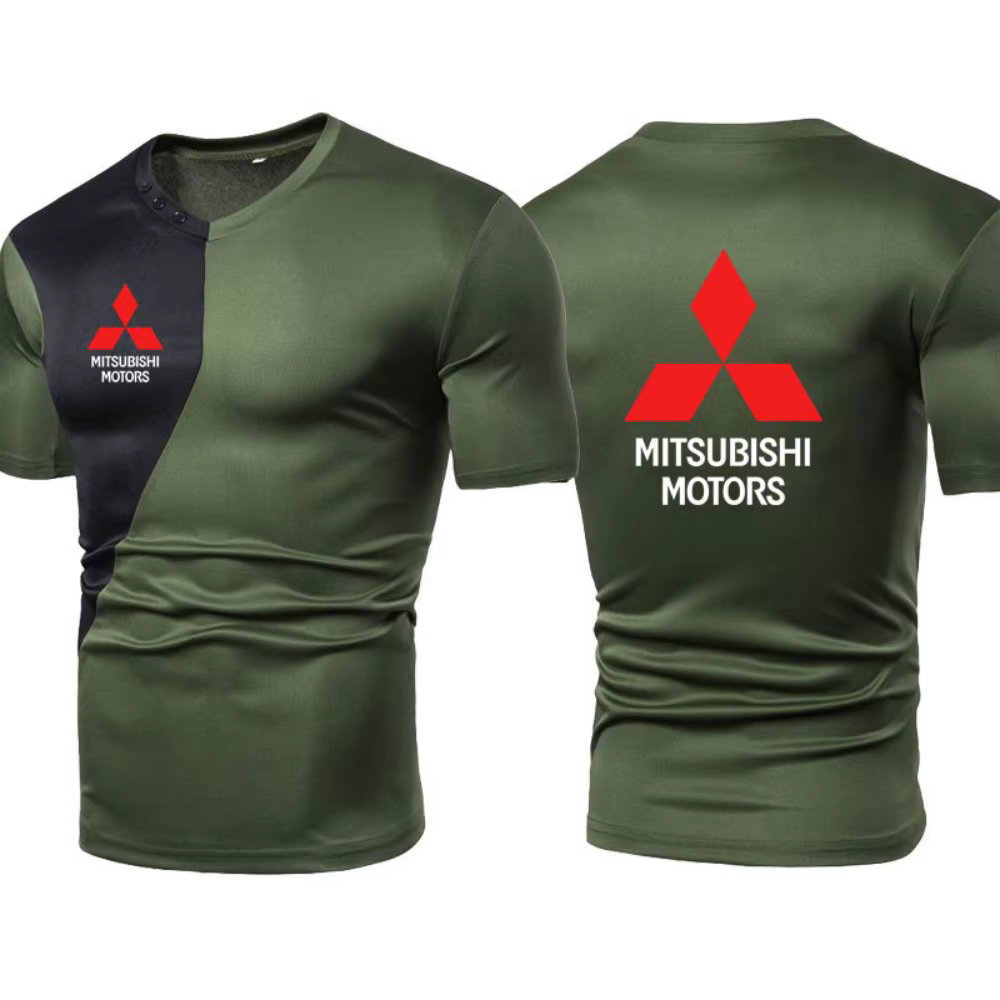 T-shirt d'été à séchage rapide avec logo Mitsubishi Motors imprimé, haut décontracté à manches court