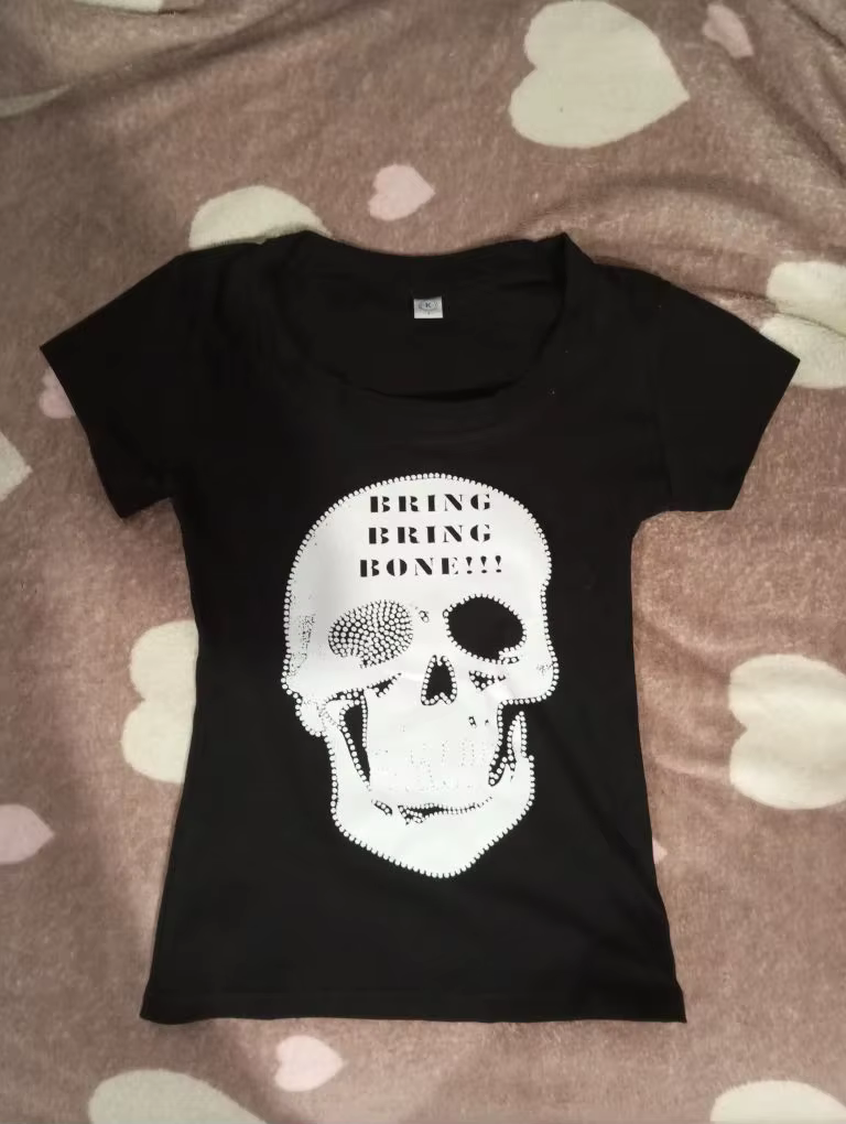 T-shirts tendance à imprimé crâne en pur coton pour femme, manches courtes, style streetwear, vêteme
