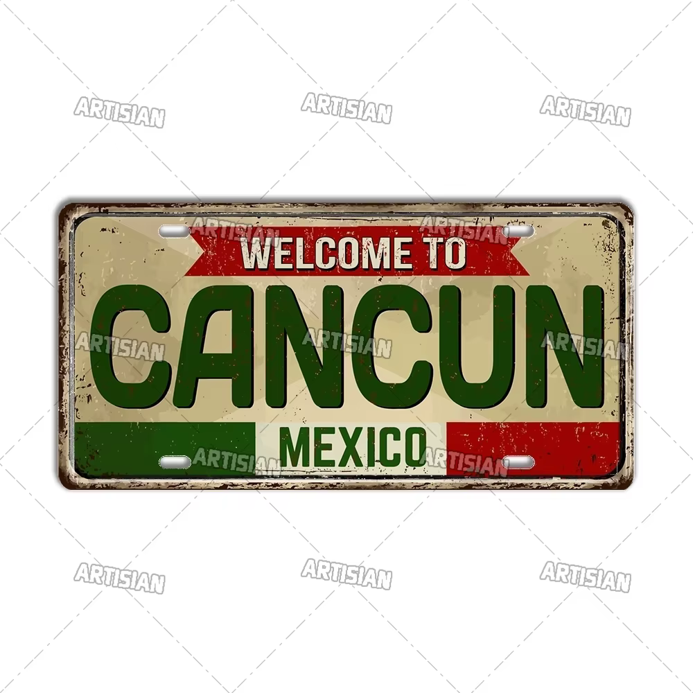 Plaque d'immatriculation artistique MEXICO COSTA RICO BELIZE Honduras, Plaque de voiture décorative 