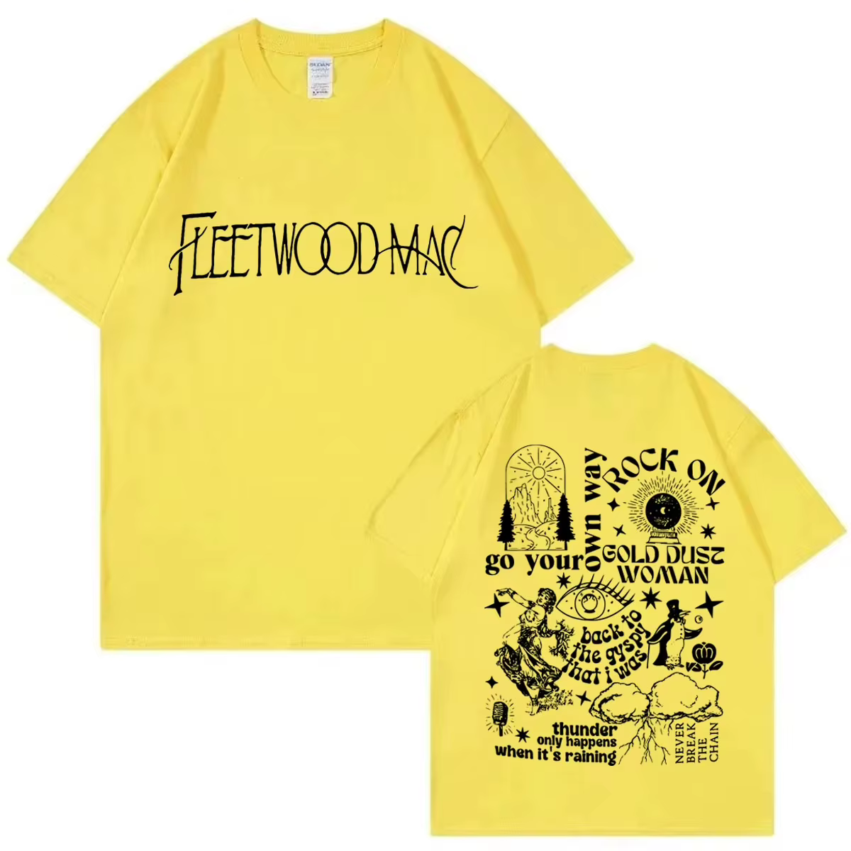 T-shirt à manches courtes pour hommes et femmes, avec image de la tournée des Fleetwood Mac, Rock Hi
