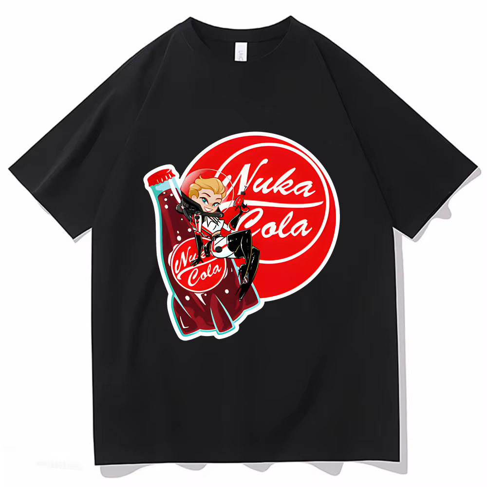 Nuka-Cola Graphic Printing T-Shirt for Women and Men, Summer Cartoon Tees, Popméthanol Tee-shirts, R