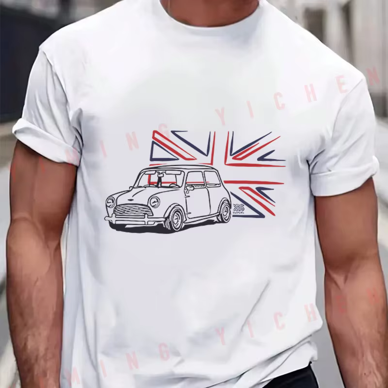 T-shirt Moto en coton amusant de haute qualité pour hommes, classique Mini Cooper Austin avec drapea