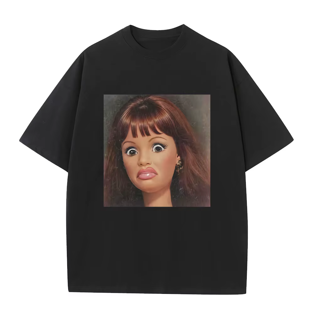 T-shirt graphique humoristique et dégoûtant avec motif de poupée, pour hommes et femmes, en coton de