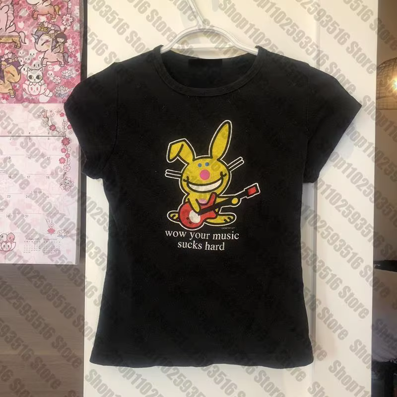 Haut à manches courtes Anime Bunny pour femmes, vêtements Y2K High Street, Harajuku, rétro, gothique