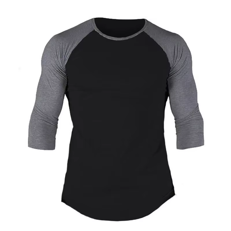 T-shirt à manches trois-quarts pour hommes, vêtements de sport coupe couvertes, t-shirt de fitness, 