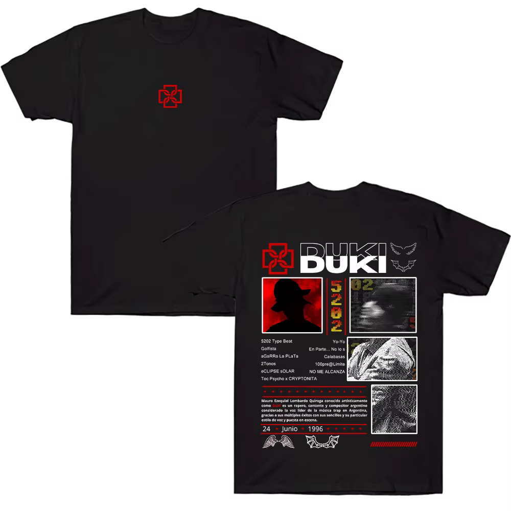 Rappeur Duki 5202 Hip Hop T-shirts Vintage Décontracté Streetwear Duki Fan Merch Tee Unisexe Coton R