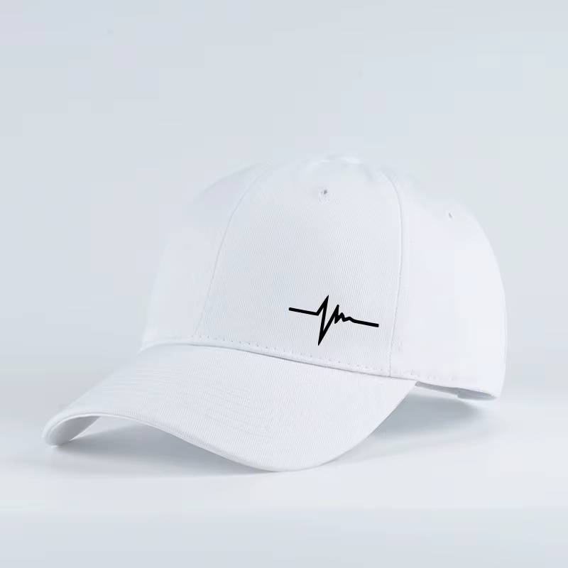 Casquette de baseball à visière souple avec imprimé Heartbeat |   Chapeau de soleil décontracté unis