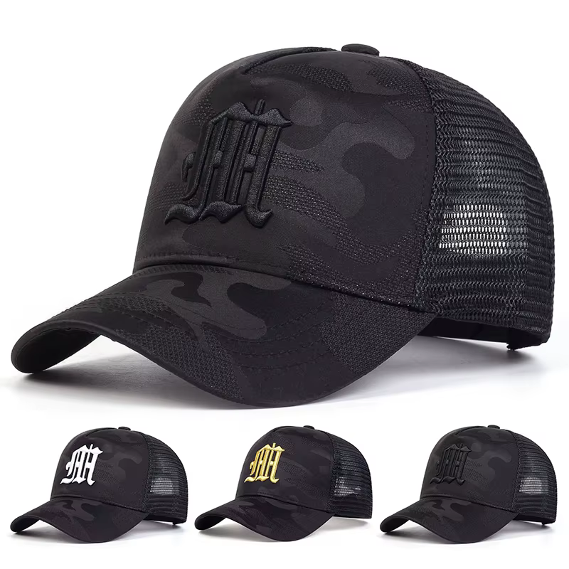 Casquettes en filet de baseball brodées CamSolomon, chapeaux décontractés réglables, chapeau de prot