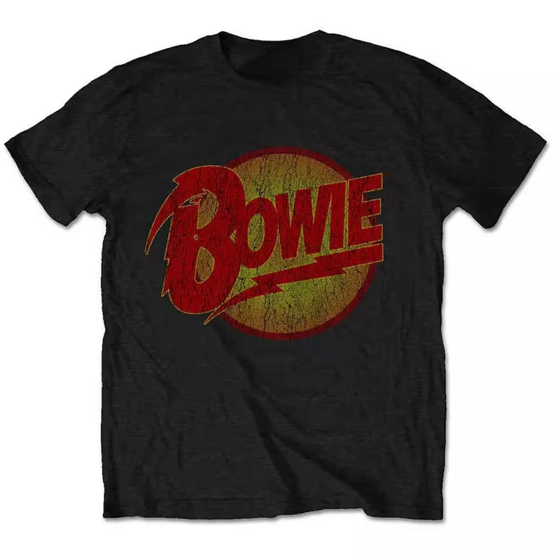 T-shirt graphique David Bowie Glam Rock Band, style vintage délavé, unisexe, coupe oversize, col ron