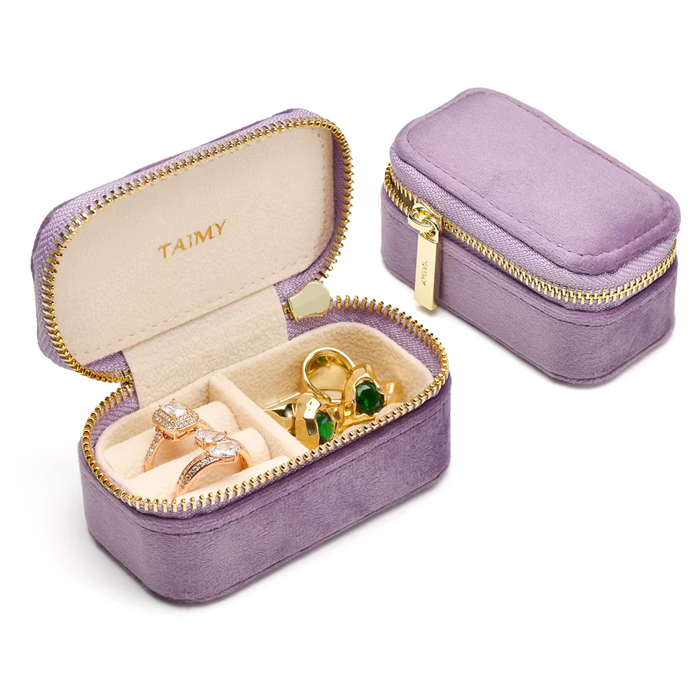 TAIMY-Mini Boîte à Bijoux en Velours Vintage avec Logo Personnalisé, Petite Boîte de Rangement pour 