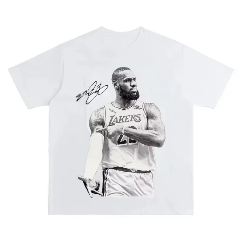 T-shirt de basket-ball LeBron James noir, Streetwear américain Original pour hommes et femmes, vêtem