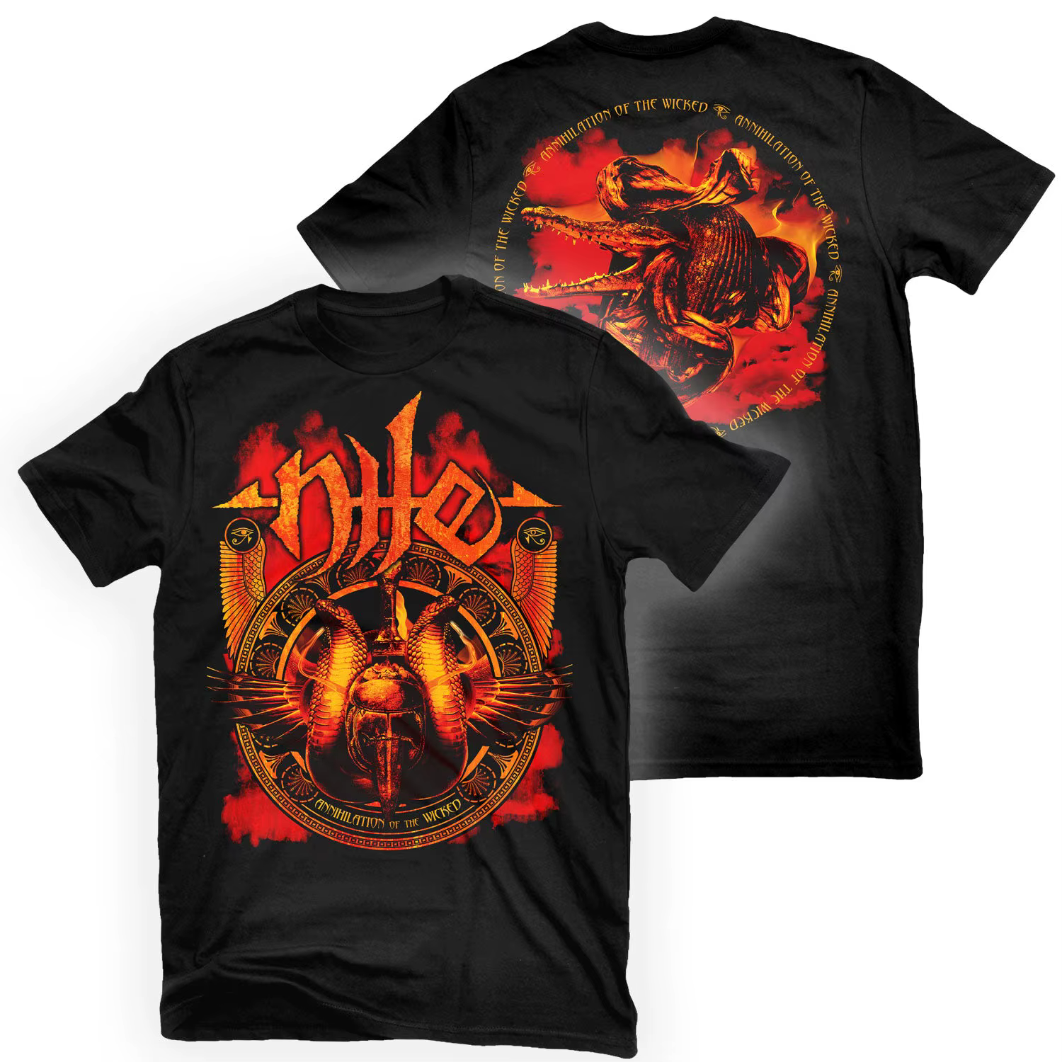 T-shirt graphique Nile Annihilation of The Wicked Rock Band, 100% coton, col rond, décontracté, unis